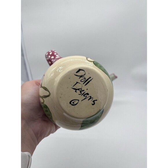 Droll Designs Small Lilly Tea Pot & Creamer Floral Hand Painted Signed - Picture 3 of 10